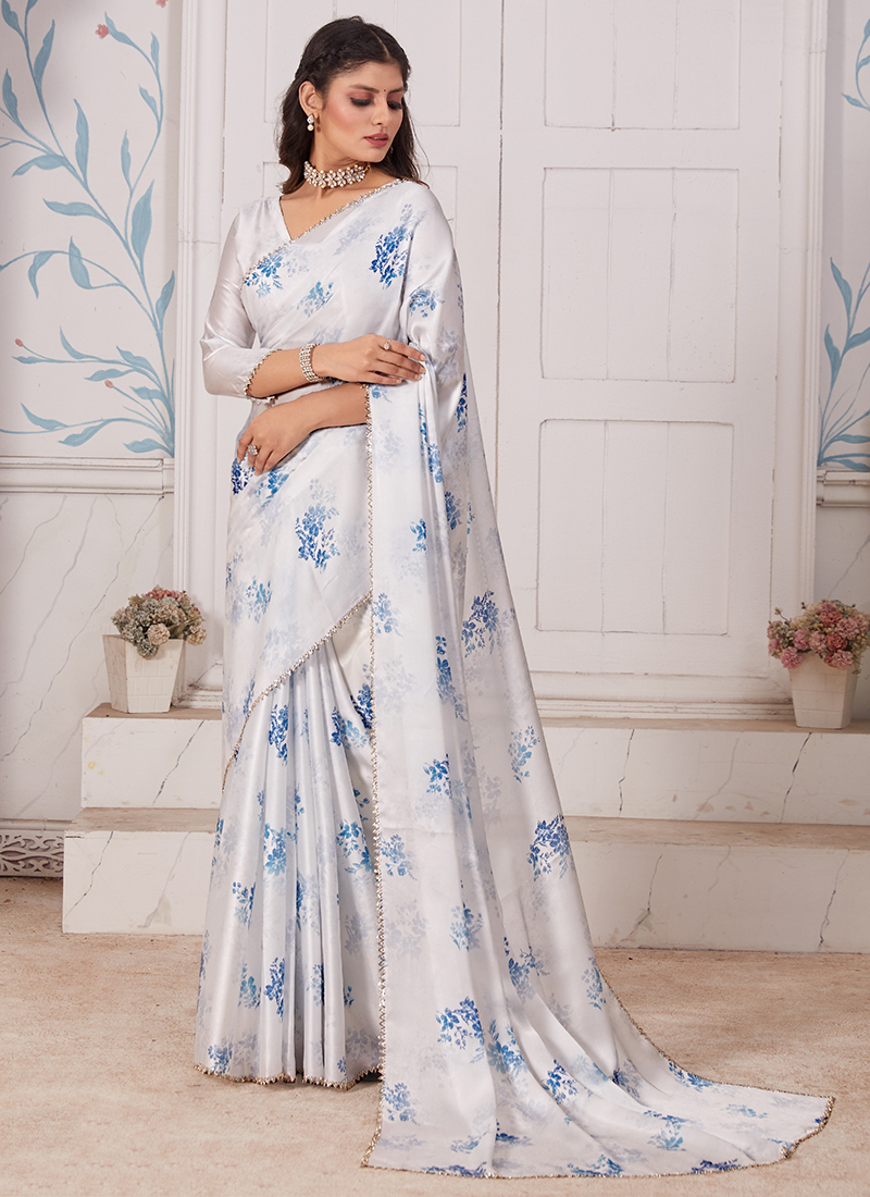 White party wear saree online hotsell